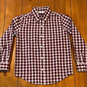 Janie and Jack Red Blue Plaid Button Down Shirt Size Boys Size 6 EUC